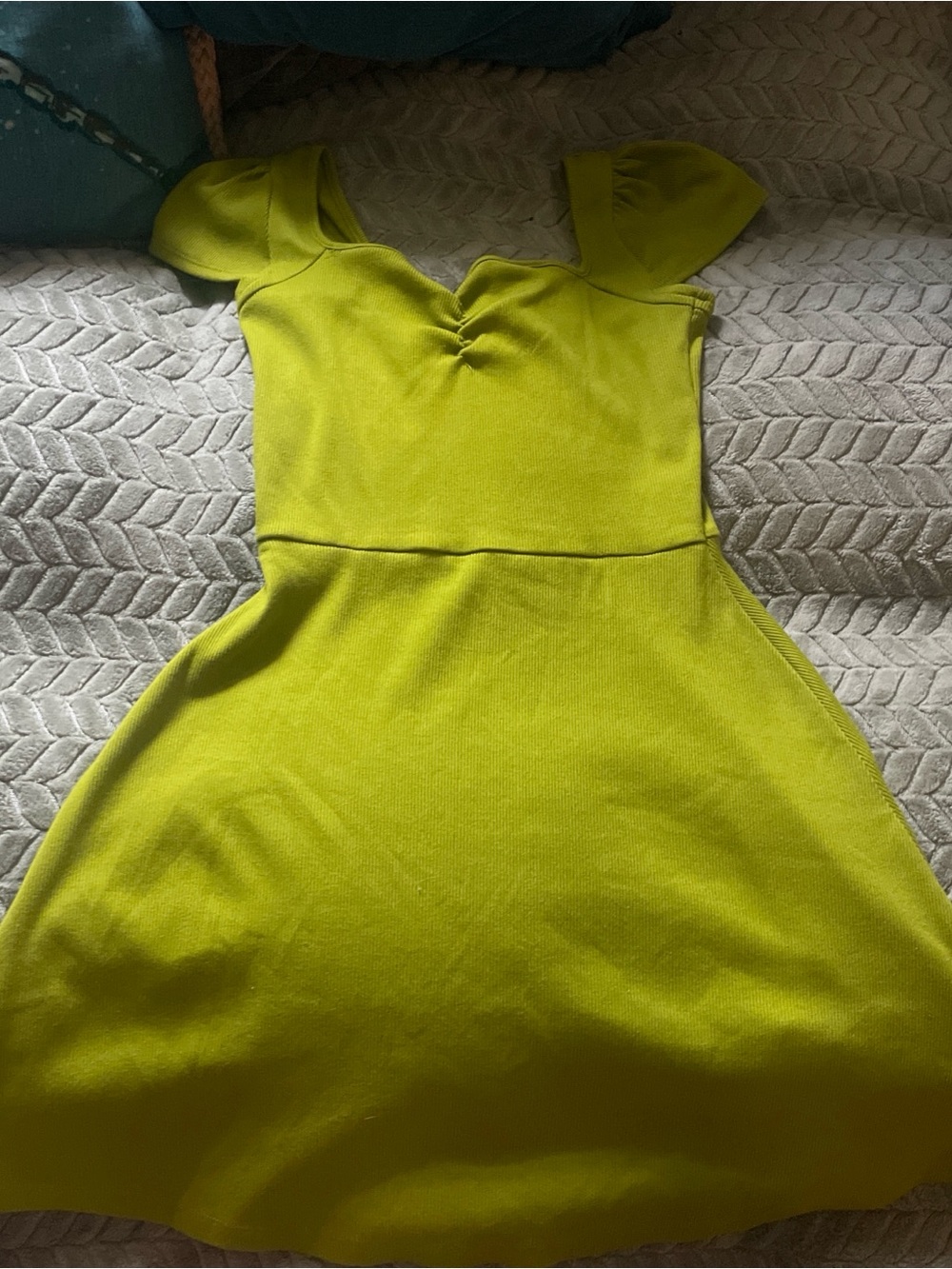 wild fable Lime Green Off-Shoulder Fit & Flare Mini Dress